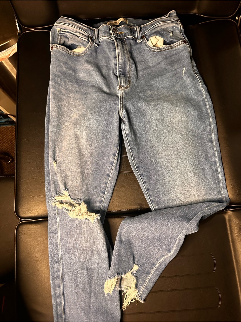 Abercrombie & Fitch Distressed Skinny Jeans - Light Blue